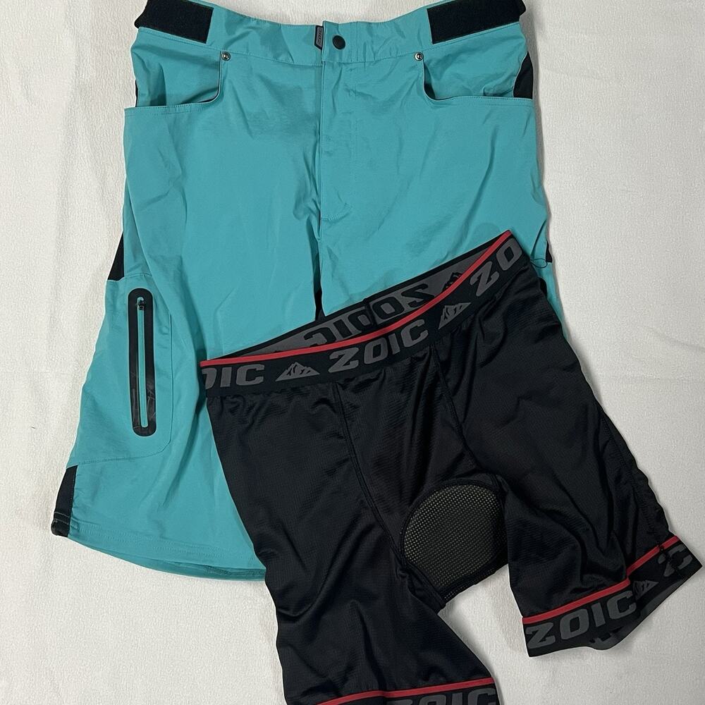 Zoic Ether Cycle Shorts padded Liner Outdoor Mountain Biking Mens XL Blue trail